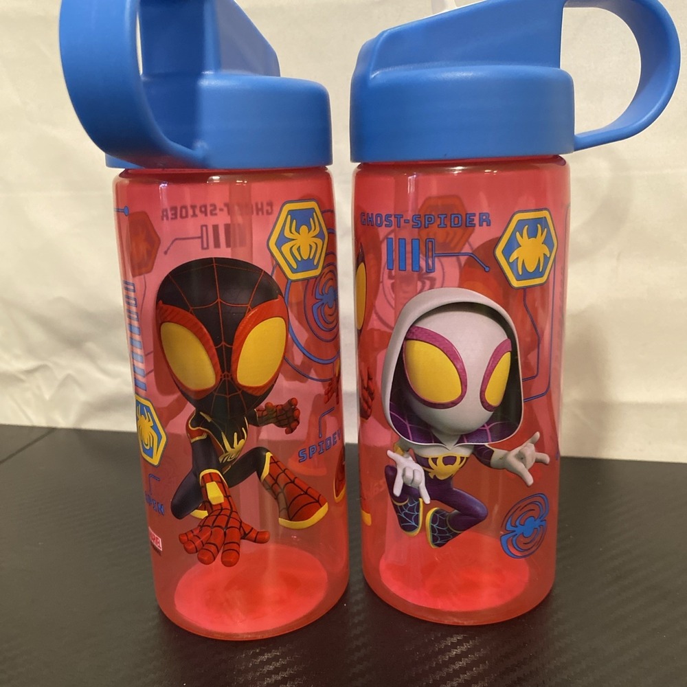 2x NEW Disney Marvel Spidey & His Amazing Friends Water Bottle Hinge Straw 16oz